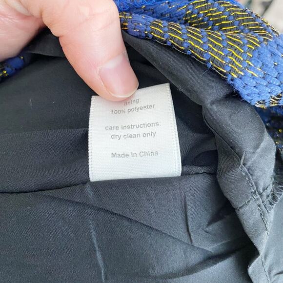 Slate & Willow Black/Blue Printed Jacquard Dress Size 12 Long Sleeve Scoop Neck - Picture 9 of 11